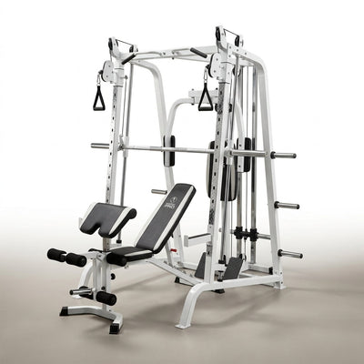 Pro Smith Cage Workout Machine Total Body Training Gym System, White