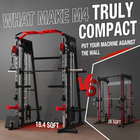 Smith Machine with Aluminum Pulley, 2200 Lbs Power Rack Cage with Cable Crossover, Weight Bar, 360° Landmine, Barbell Holders and Other Attachments, Total Body Strength Training Cage