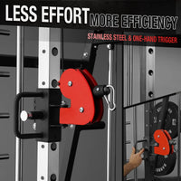 Smith Machine with Aluminum Pulley, 2200 Lbs Power Rack Cage with Cable Crossover, Weight Bar, 360° Landmine, Barbell Holders and Other Attachments, Total Body Strength Training Cage