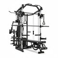 Smith Machine Power Cage, Multi-Function Home Gym System with Cable Crossover, 121LB Weight Stack