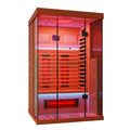 Full Spectrum Infrared Sauna，1-2 Person Home Sauna，Wooden Canadian Hemlock Indoor Spa Sauna with Resonance Speaker, Panoramic Tempered Glass Door