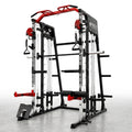 Smith Machine with Aluminum Pulley, 2200 Lbs Power Rack Cage with Cable Crossover, Weight Bar, 360° Landmine, Barbell Holders and Other Attachments, Total Body Strength Training Cage