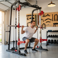 Smith Machine with Aluminum Pulley, 2200 Lbs Power Rack Cage with Cable Crossover, Weight Bar, 360° Landmine, Barbell Holders and Other Attachments, Total Body Strength Training Cage — Lifestyle